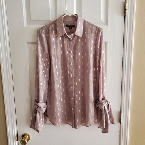 EUC Banana Republic Gold and Grey sheer Dillon Shirt size Small - Picture 1 of 7
